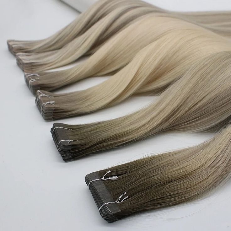 Tape in straight light ash blonde Colors