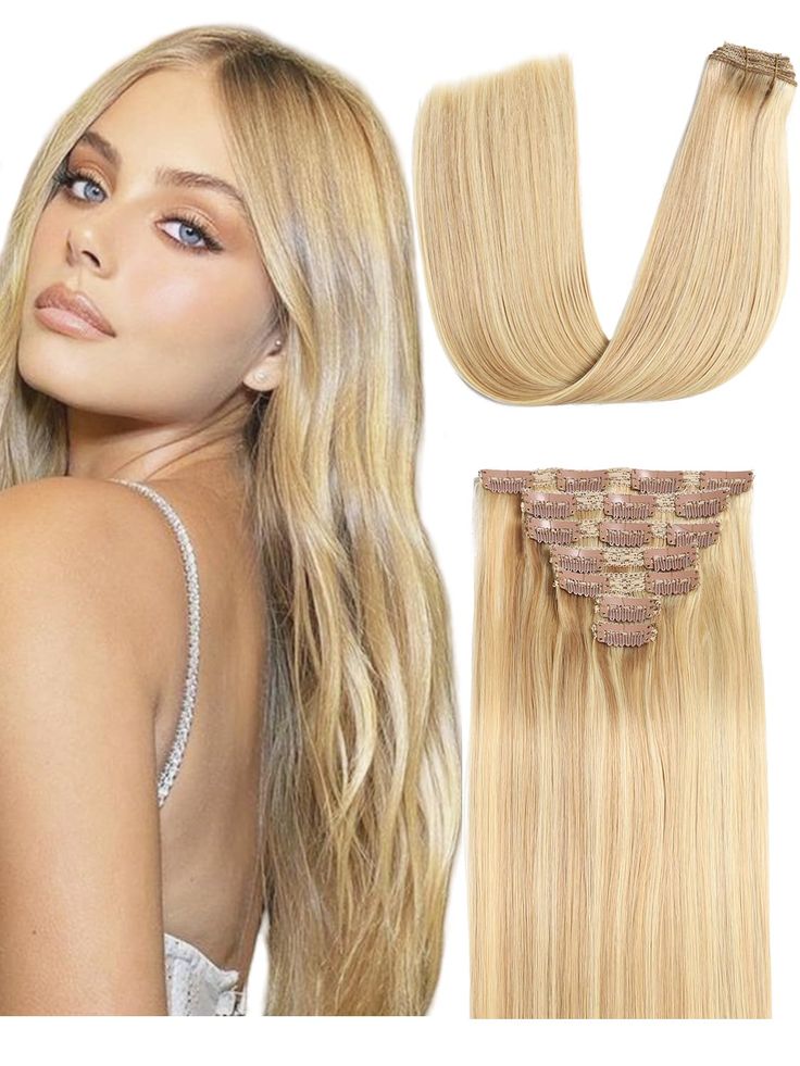Clip in bone straight Blond Colors
