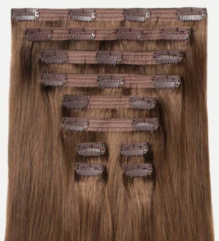 Clip in bone straight Brown Colors
