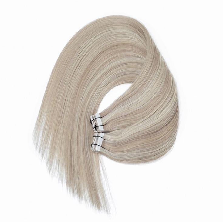 Tape in straight Platinum Ash Blonde Colors