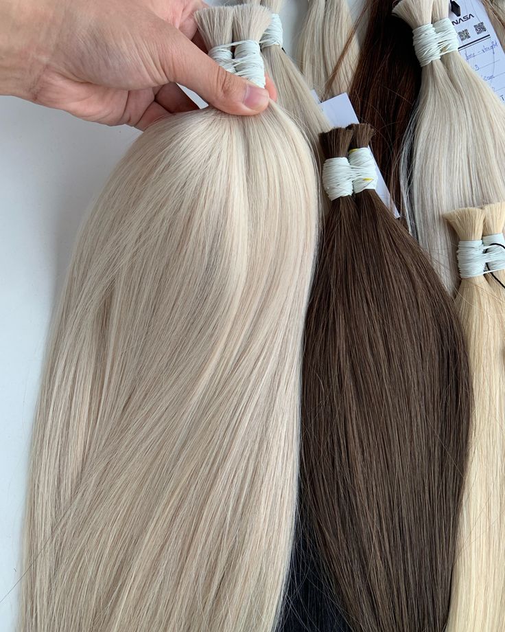 Bulk hair Bone straight Silver Colors