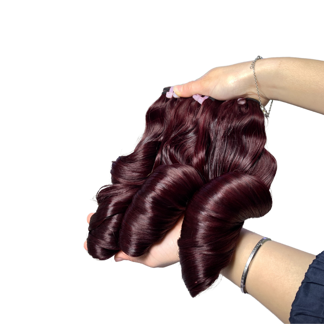 Weft Hair Bouncy burgundy Colors